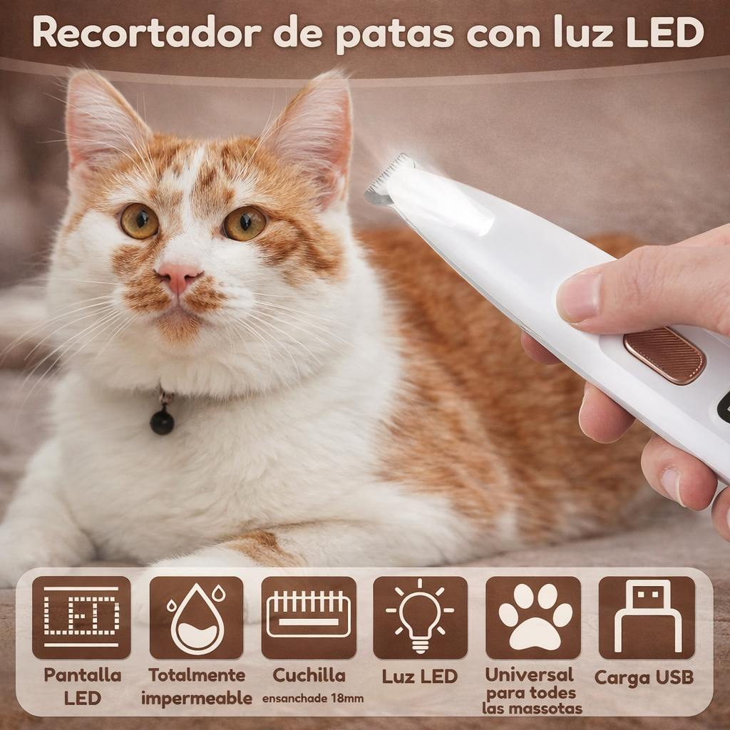 PawGlow Pro – Recortador de Patas para Perros con Luz LED