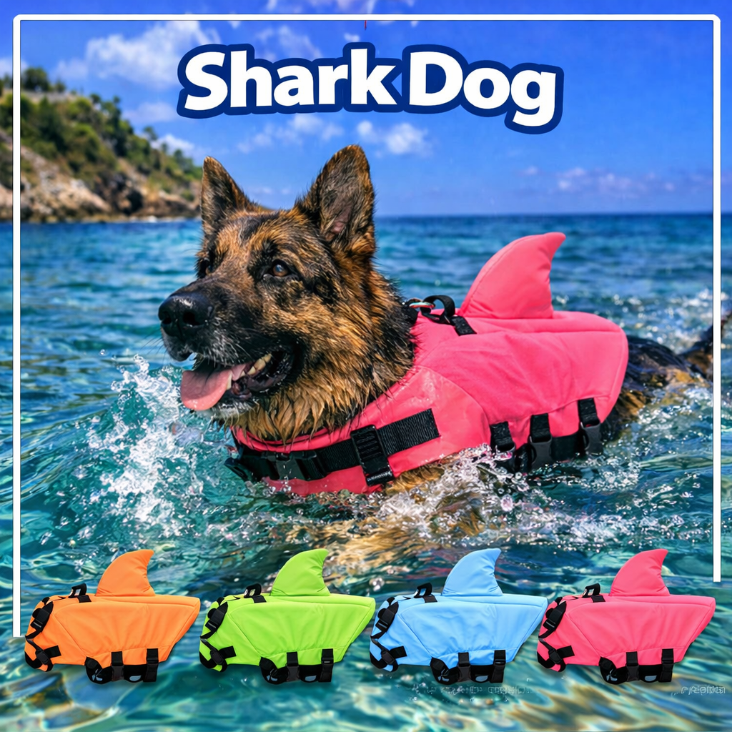 Shark Dog Chaleco salvavidas para perros con aleta de tiburón