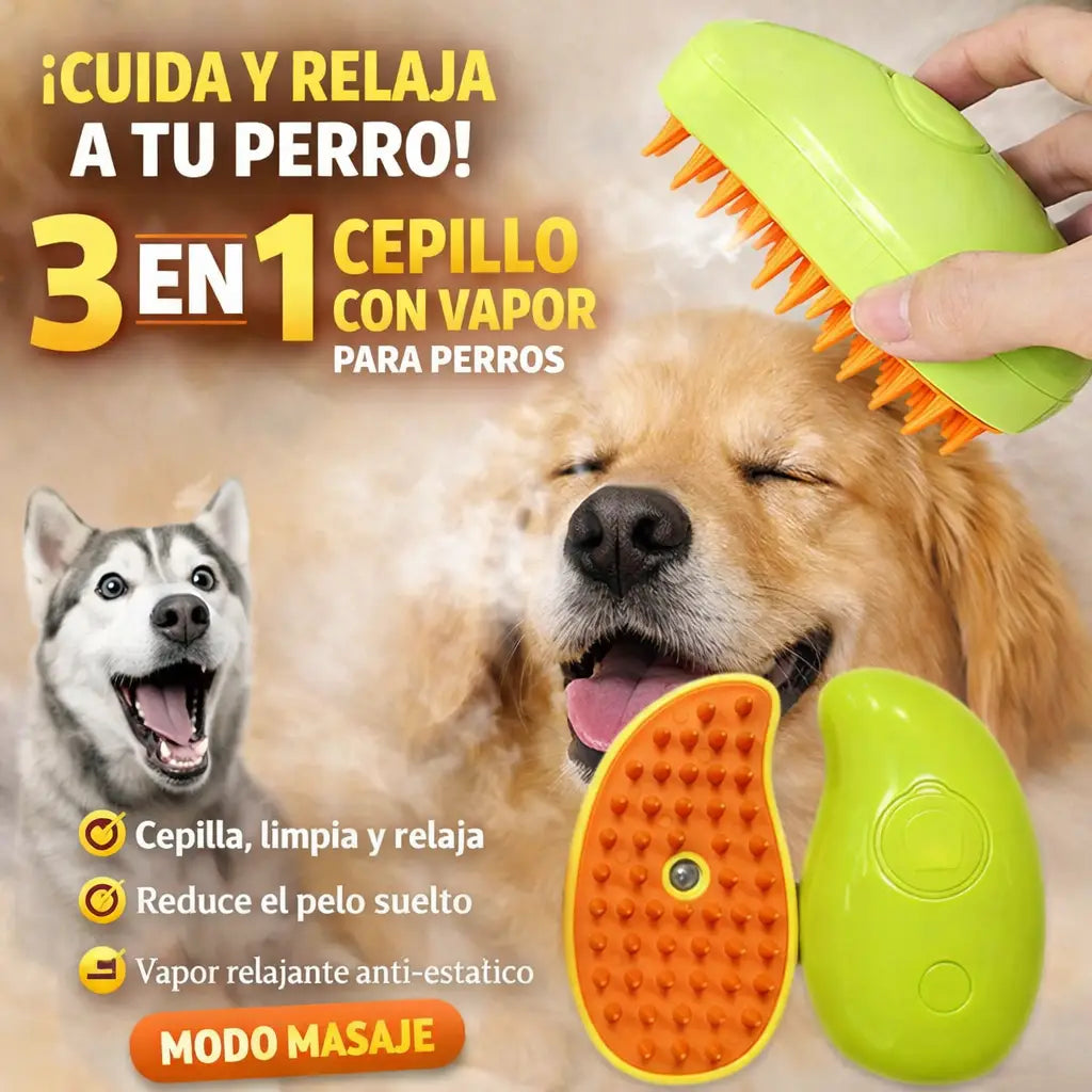 VapoPet Care - Cepillo de vapor para mascotas 3 en 1