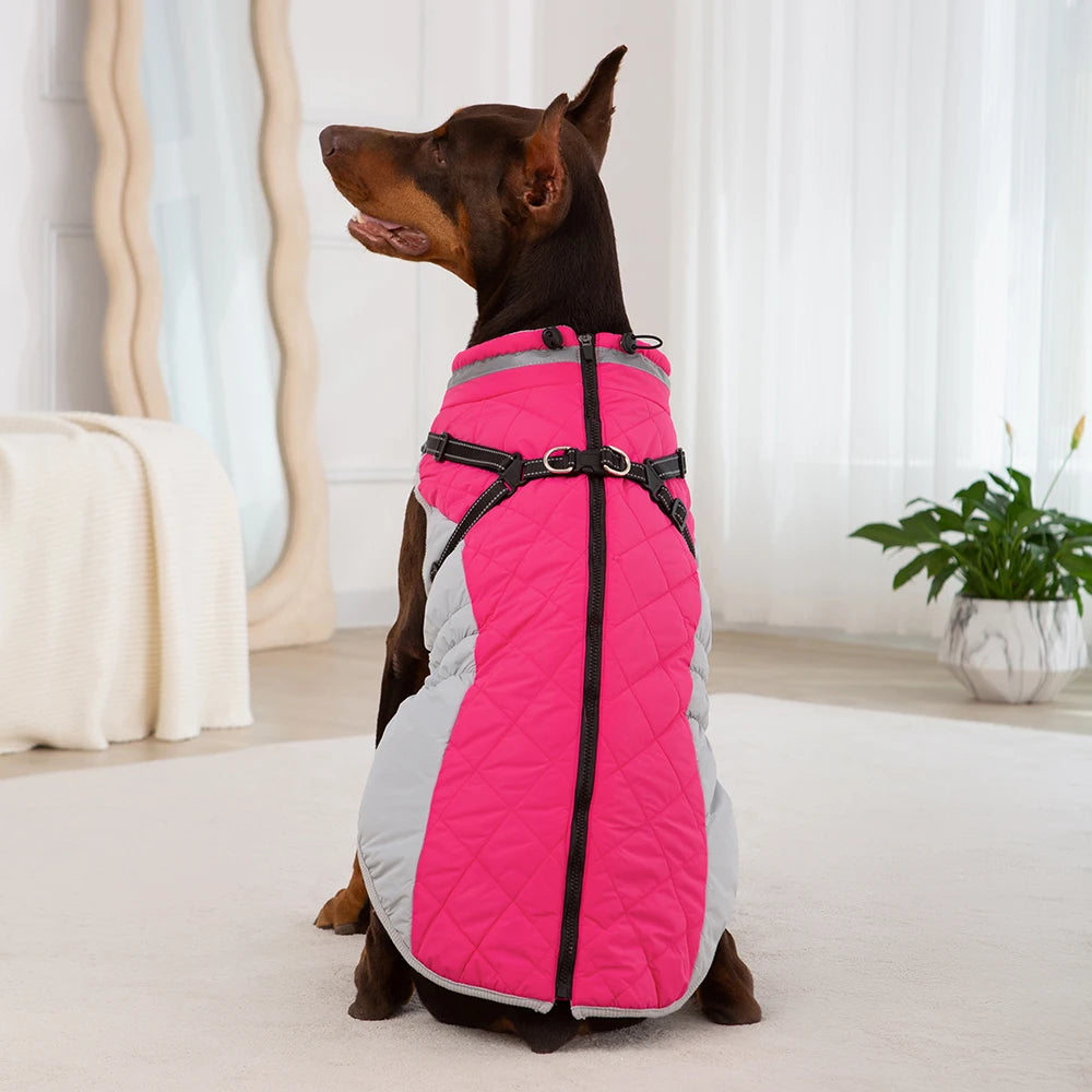 Chaqueta impermeable para mascotas con arnés