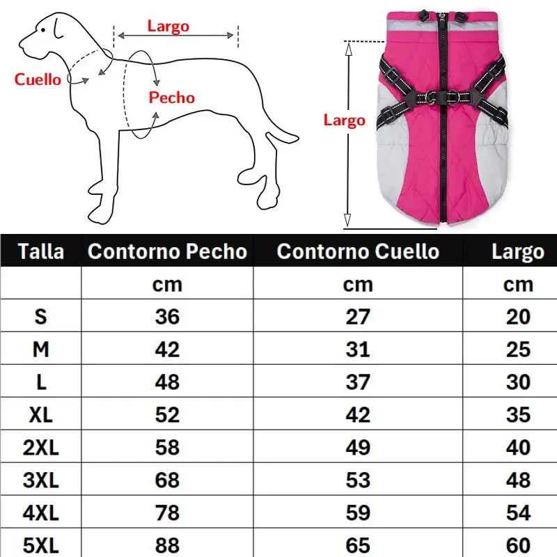 Chaqueta impermeable para mascotas con arnés