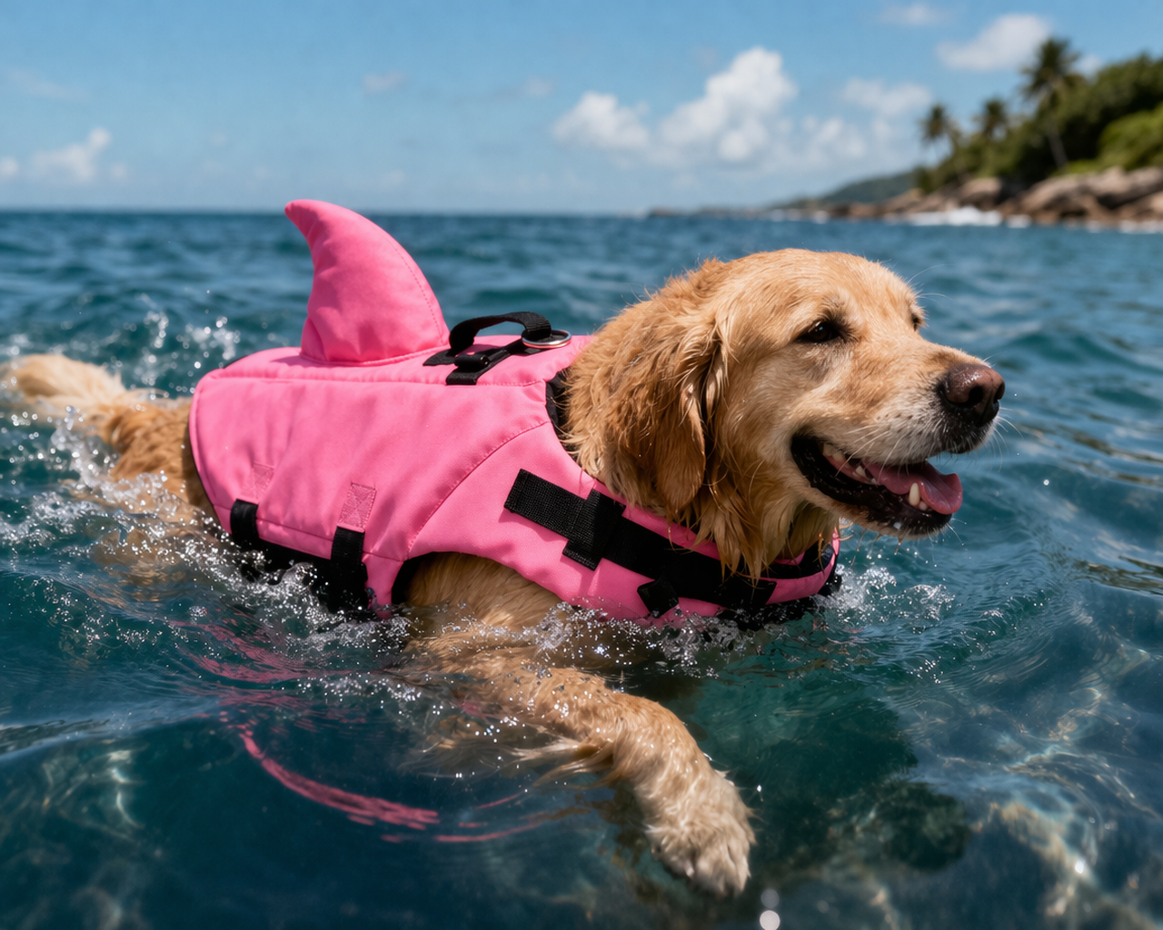 Shark Dog Chaleco salvavidas para perros con aleta de tiburón