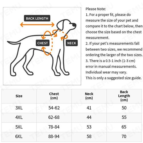 Chaqueta de Invierno Gruesa y Cálida para Perros Medianos y Grandes